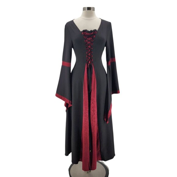 NEW Scarlet Darkness Womens Large Dress Maxi Gothic Vampire Victorian Witch - Picture 1 of 13